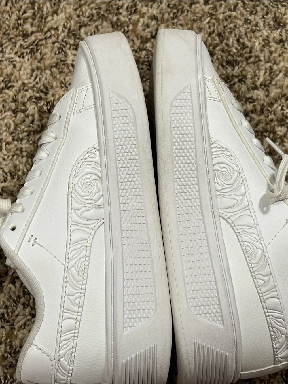 PUMA Smash Platform v3 White Silver Rose Leather Low Top Lace-Up Size 7